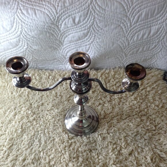 ANTIQUE Premier Sterling Weighted Candelabra, Empire Style, 3 arm, Traditional - Picture 1 of 4